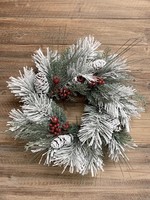 Tri W Imports 14" Snowy Pine Wreath with Berries