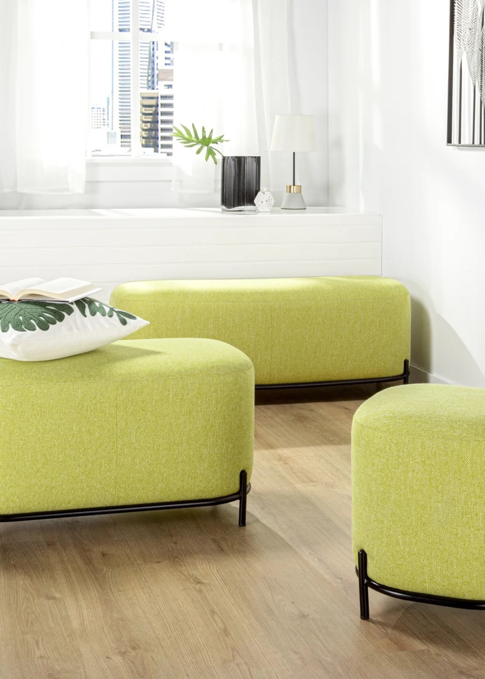 Torre & Tagus Pender Pin Leg Long Bench * Green
