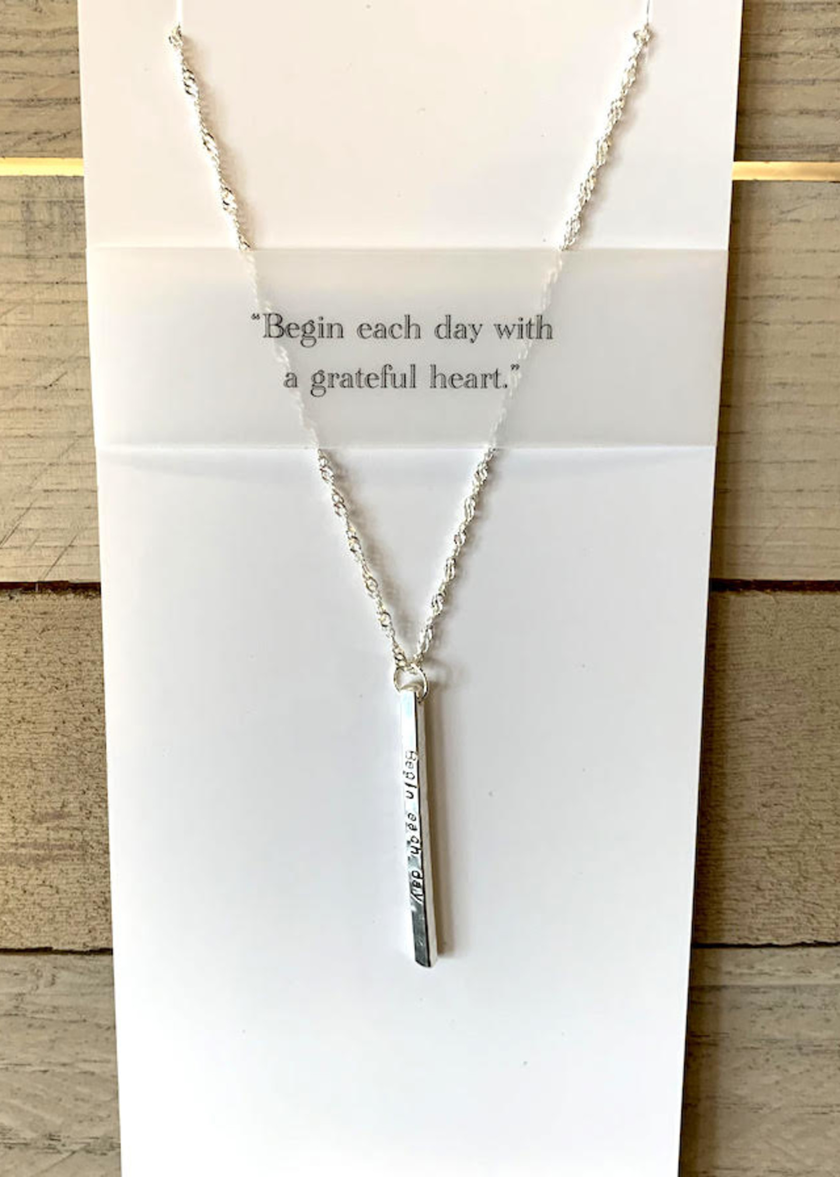 Quote Necklace: "Grateful heart"