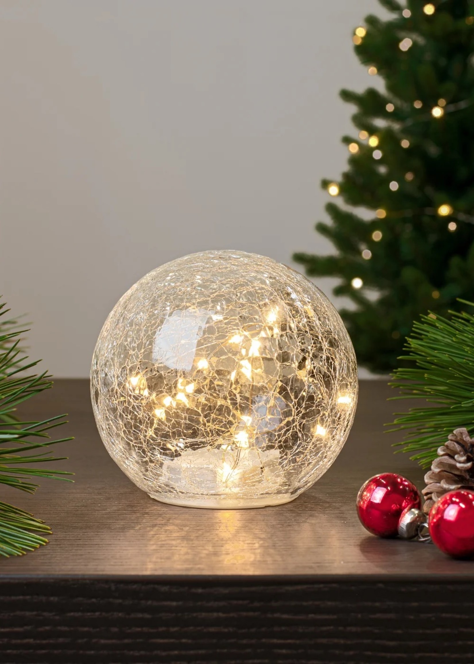 Torre & Tagus LED Sphere Crackle Glass * 6" * Golden Lights