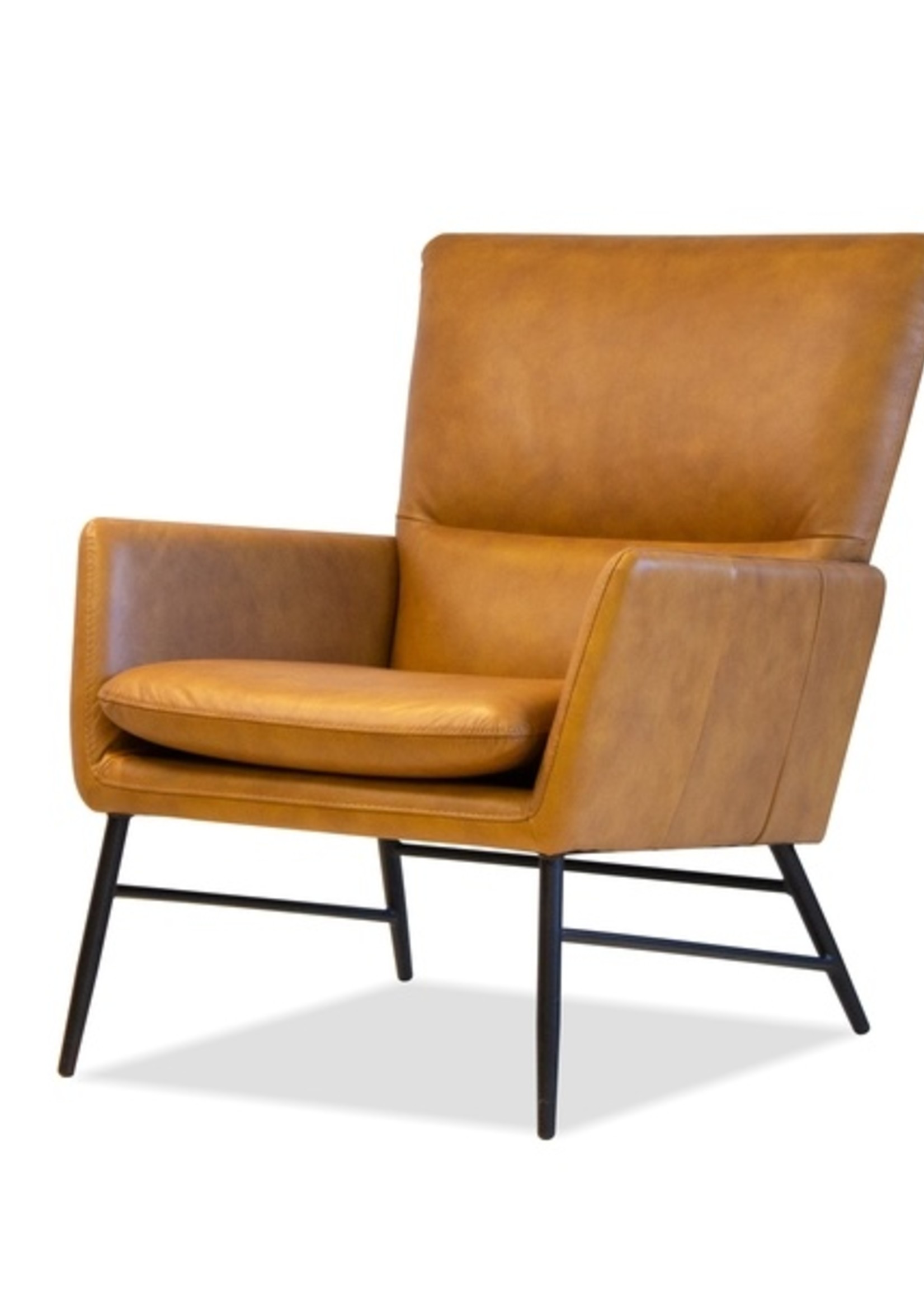 Mobital Morisson Lounge Chair & Ottoman * Whiskey Leather * Black legs