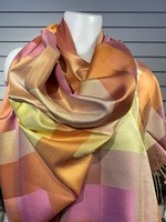 Mode Sabi Check Silk Scarf * 28x84 * Tangerine
