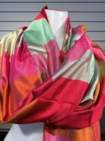 Mode Sabi Check Silk Scarf * 28x84 * Pinks