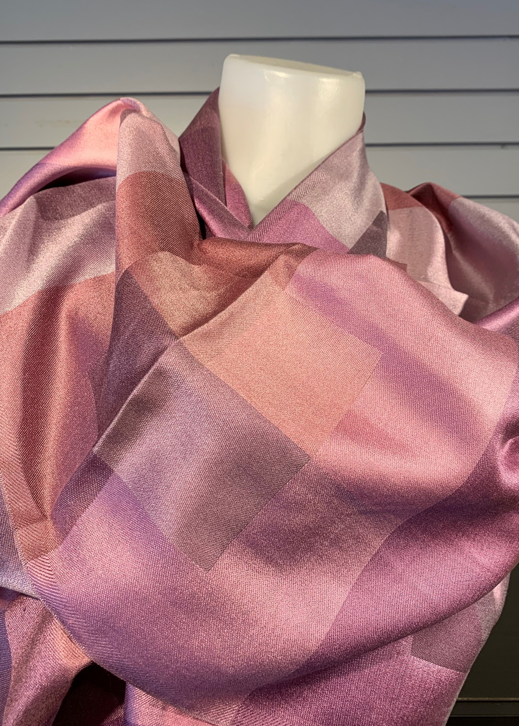 Mode Sabi Check Silk Scarf * 28x84 * Soft Pastels