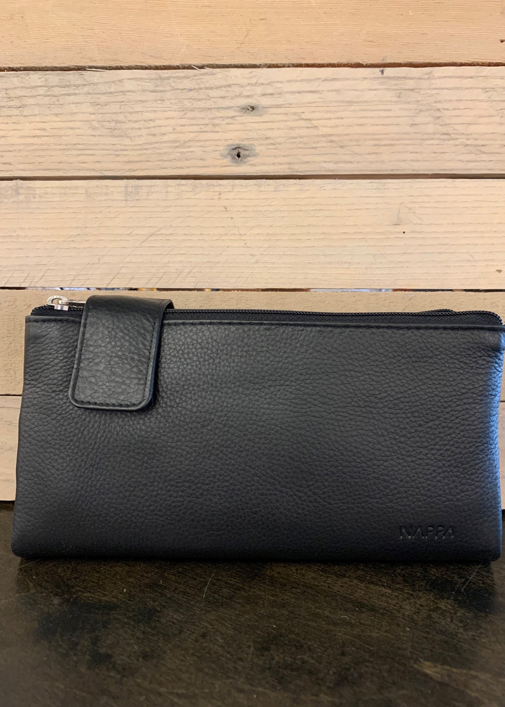 Nappa Evelyn Large Leather Wallet * Black