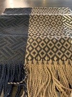 Mode Sabi Long Plaid Scarf * 50%Cashmere&50%Viscose * Black, Gray & Taupe