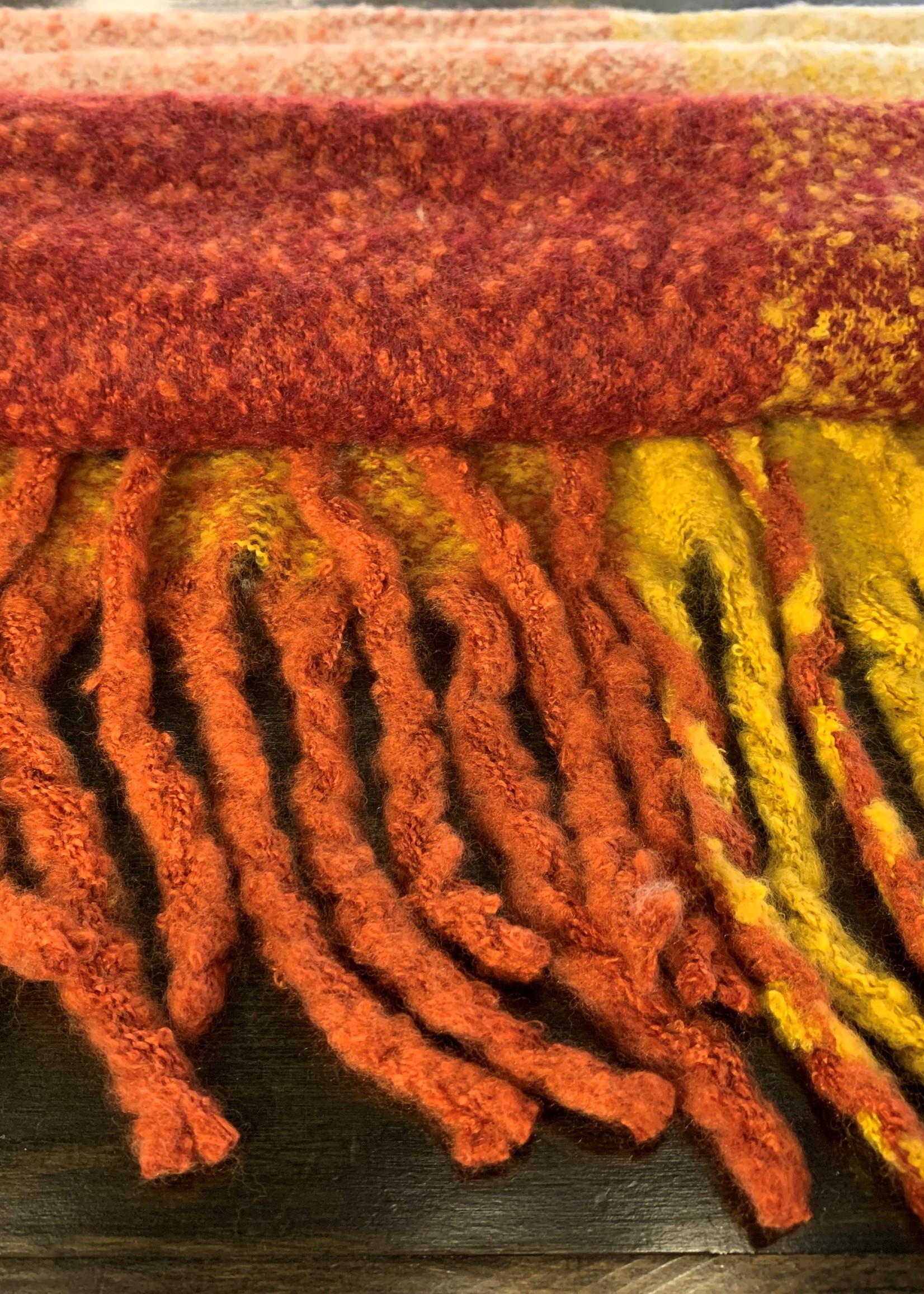 Blanket Scarf * 21"x84" * 100% Viscose * Reds, Oranges & Ochre