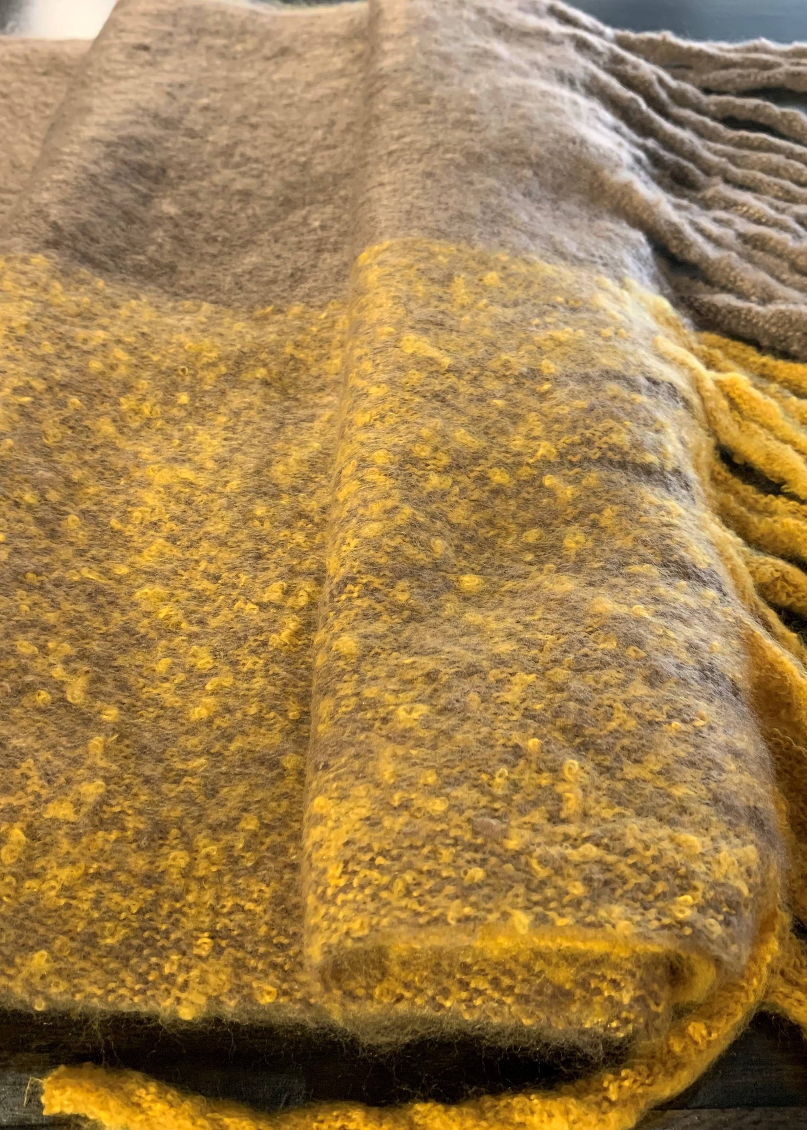 Mode Sabi Blanket Scarf * 21"x84" * 100% Viscose * Mustard * Milk Chocolate