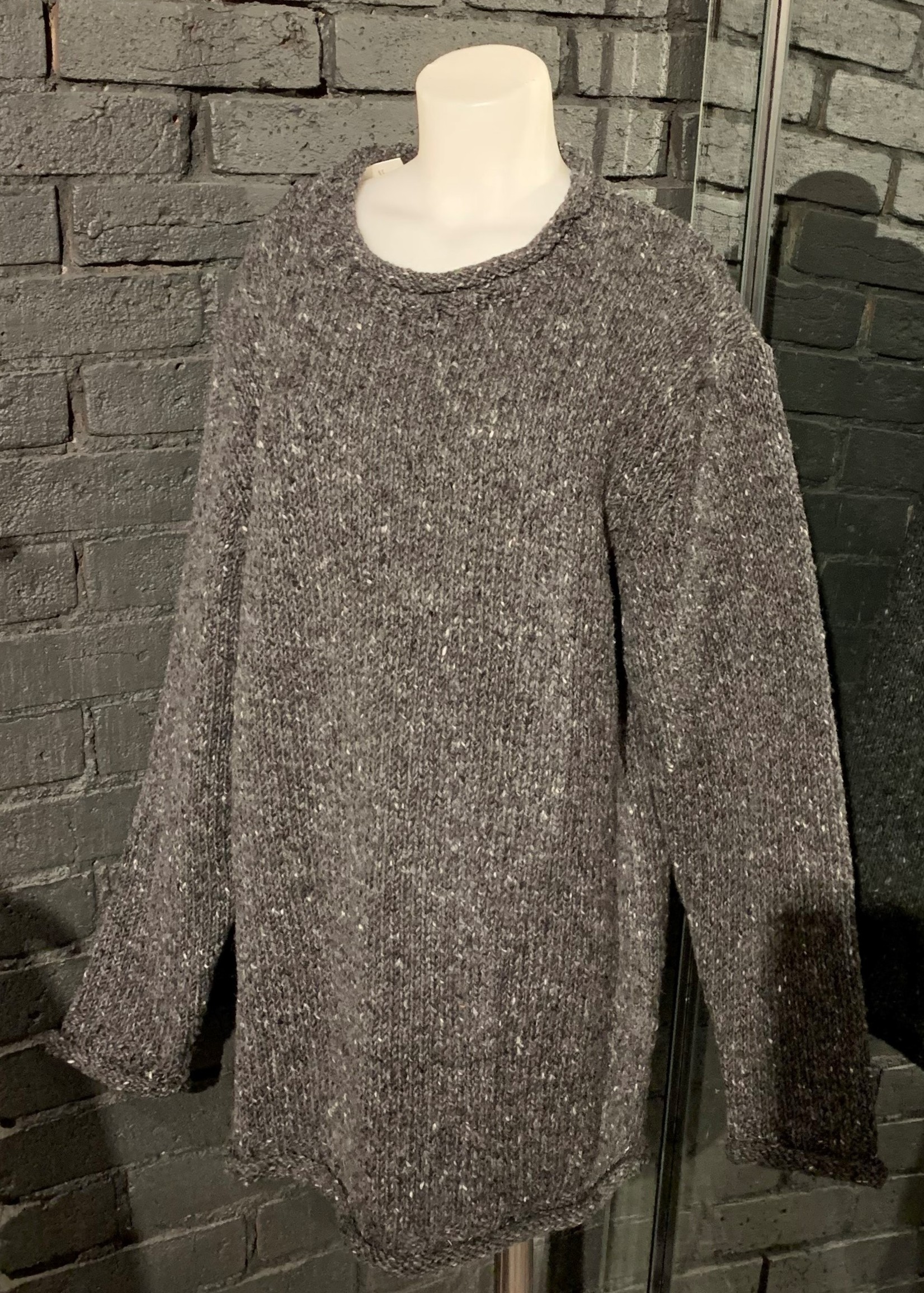 British & Irish Imports Donegal Curl Neck Sweater * Unisex * Medium * Gray