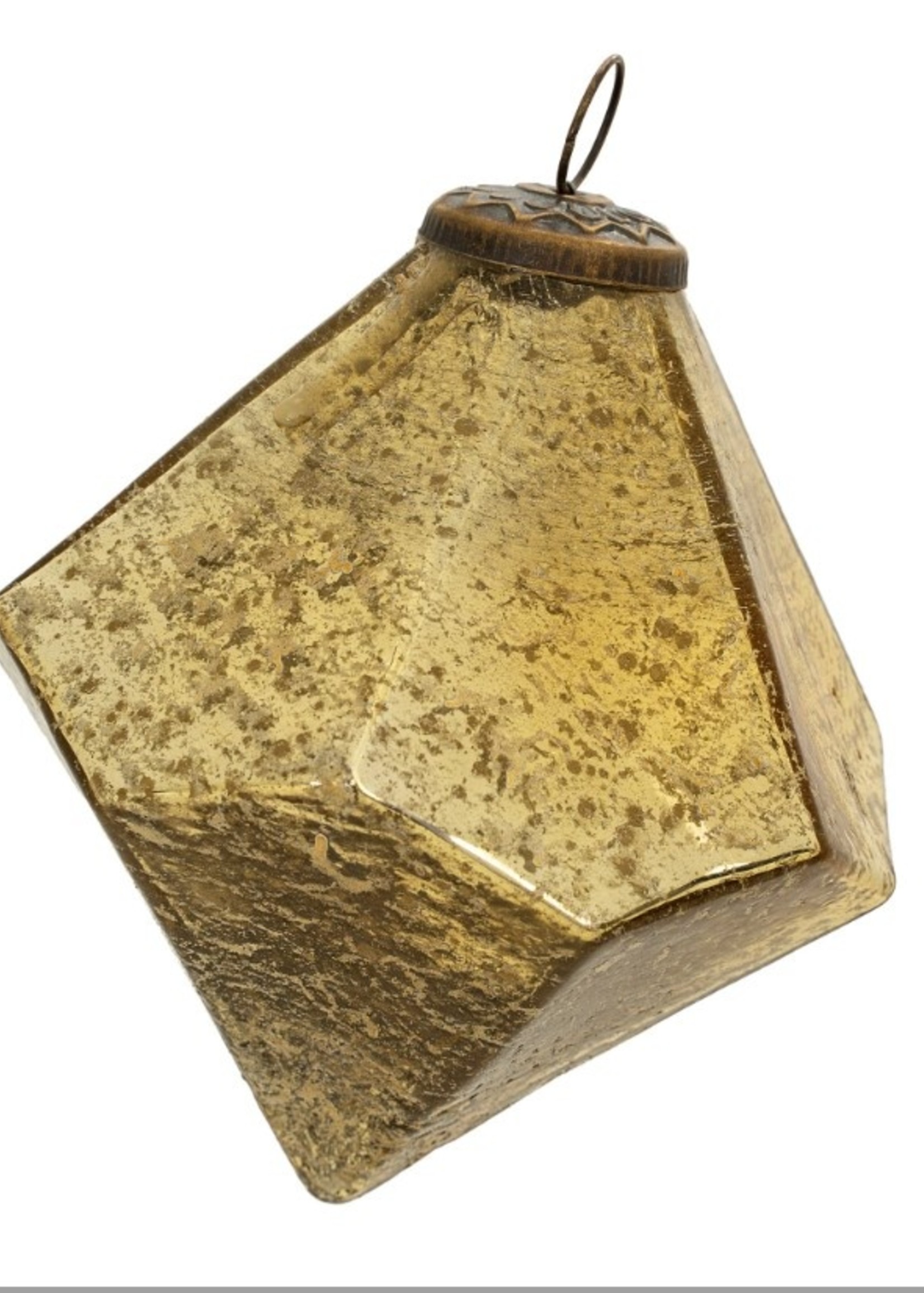 Indaba 4" Diamond Drop Ornament * Antique Gold & Black