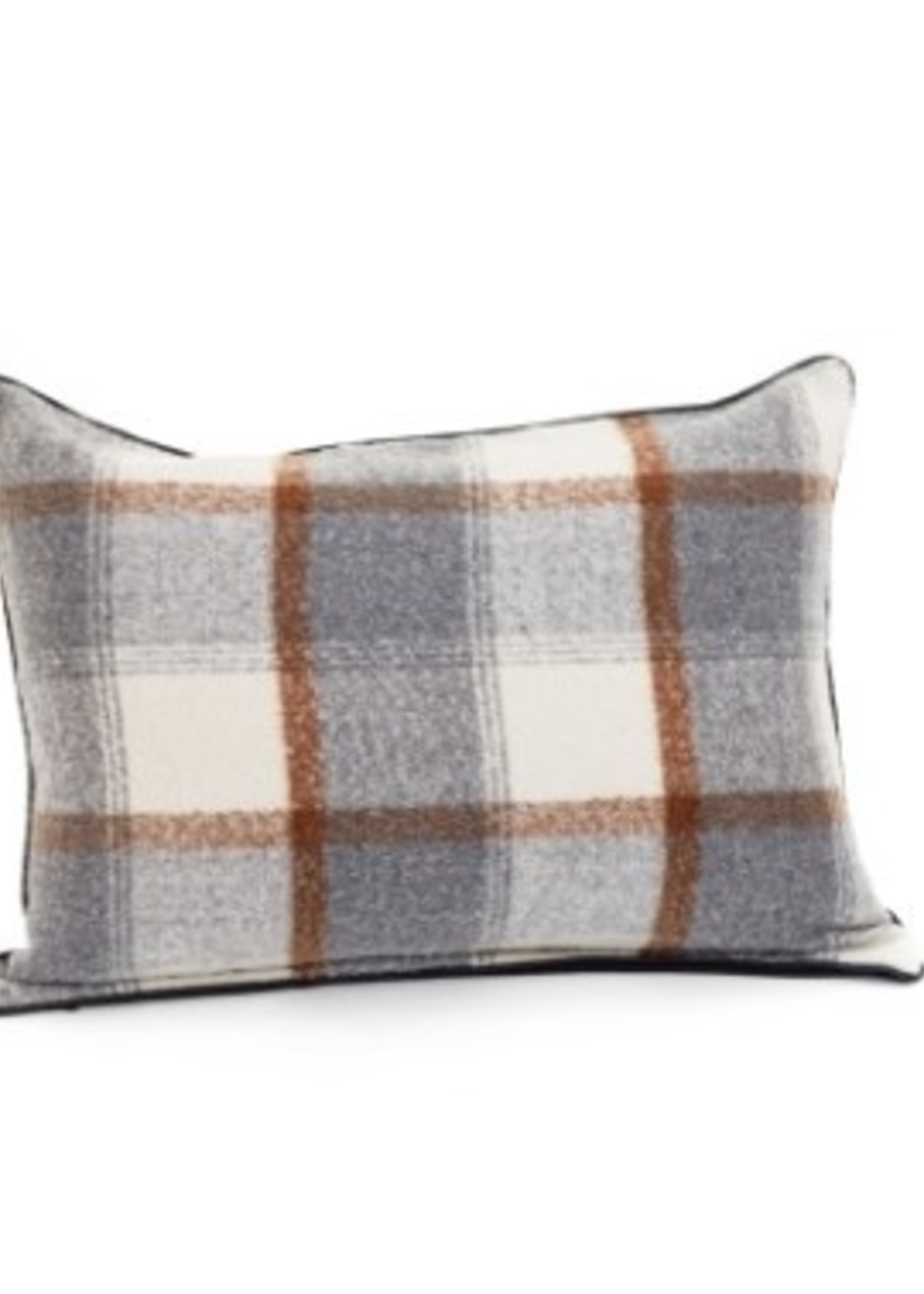 Pine/ADV Plaid Cushion * Grey, Brown & Ivory * 18"x24"