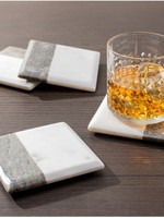 Torre & Tagus Two Tone Marble Coasters * Square * Set of 4