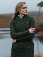 British & Irish Imports Zippered Long Cardigan With Hood * Green * Large