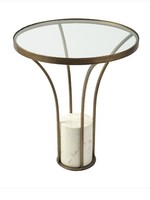 Mercana Furniture Jacinta Glass End Table * Marble Base * Iron Frame * Glass Top