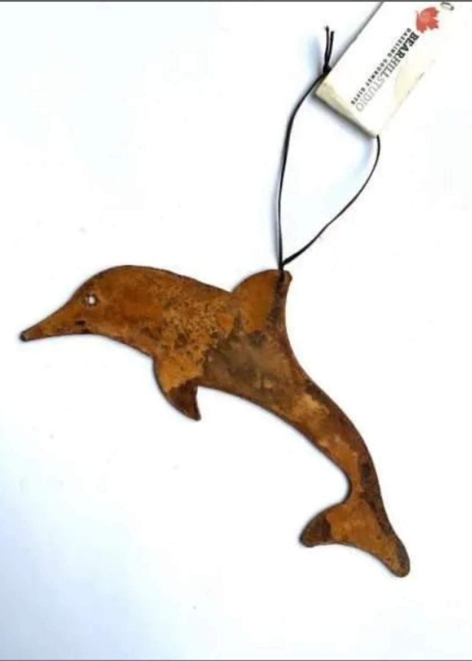 Bear Hill Studio Hanging Metal Ornament * Rusted Metal * Dolphin * In or Outdoors