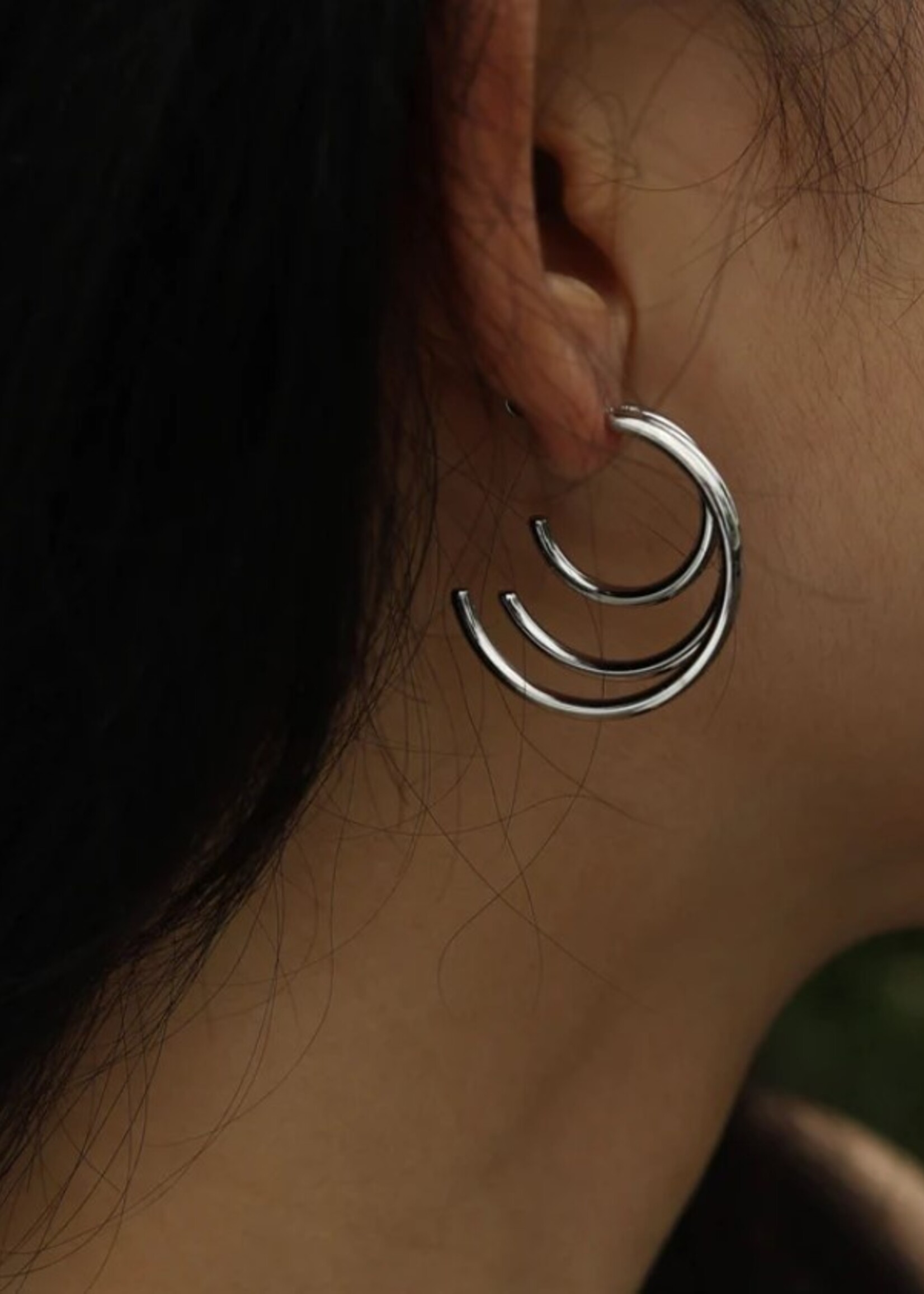 Ailsa Triple Stacked Hoop Earrings * Silver