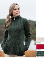 British & Irish Imports Kinsale X4969 Zippered Cardigan * Natural * Small