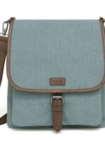 Da Van Small Canvas Shoulder Bag with Leather Trim * Turquoise