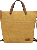 Da Van Cotton Linen Bag with Leather Trim * Yellow