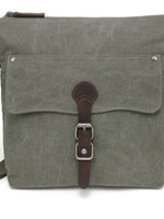Da Van Canvas Shoulder Bag with Leather Trim * Green