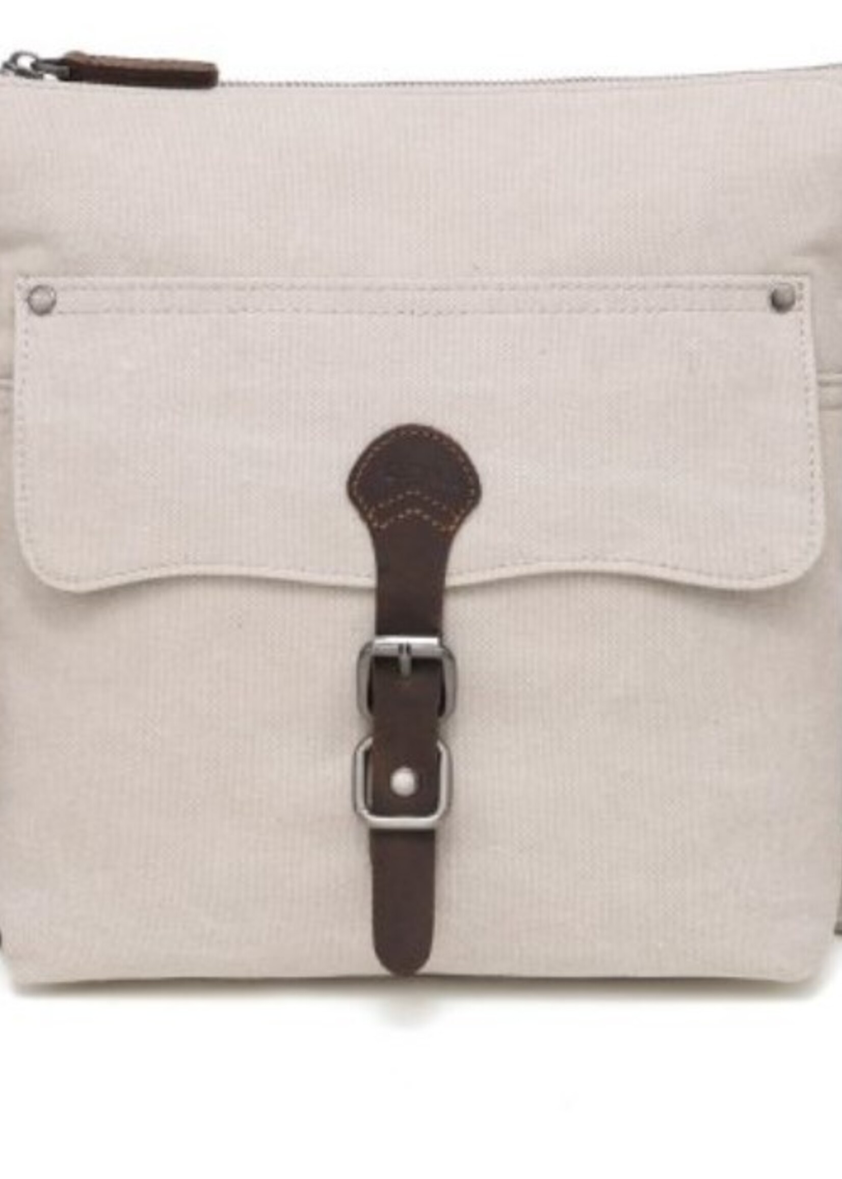 Da Van Canvas Shoulder Bag with Leather Trim * Cream