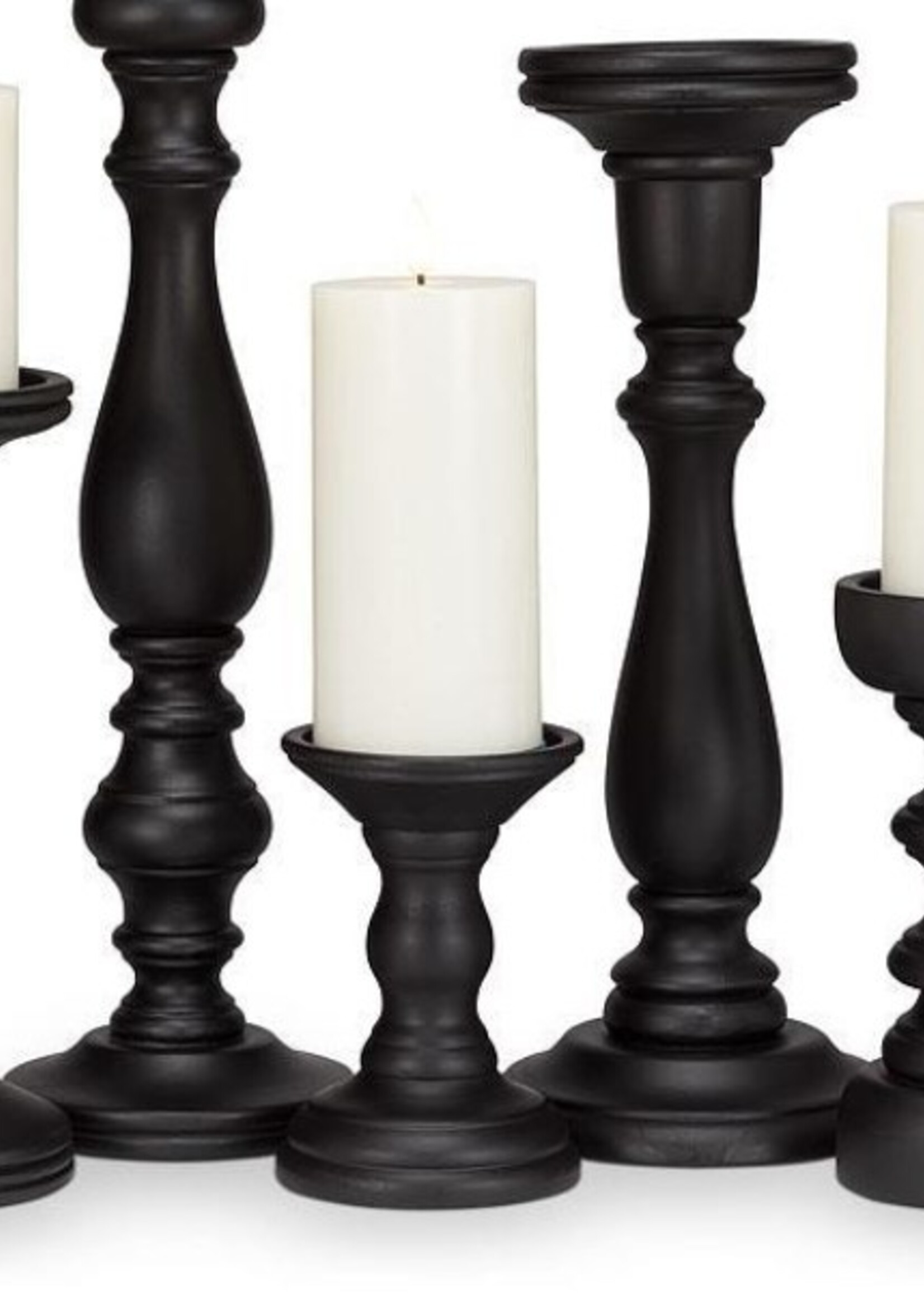 Abbott Turned 18.5" Pillar Candle Holder * Extra Large * Black