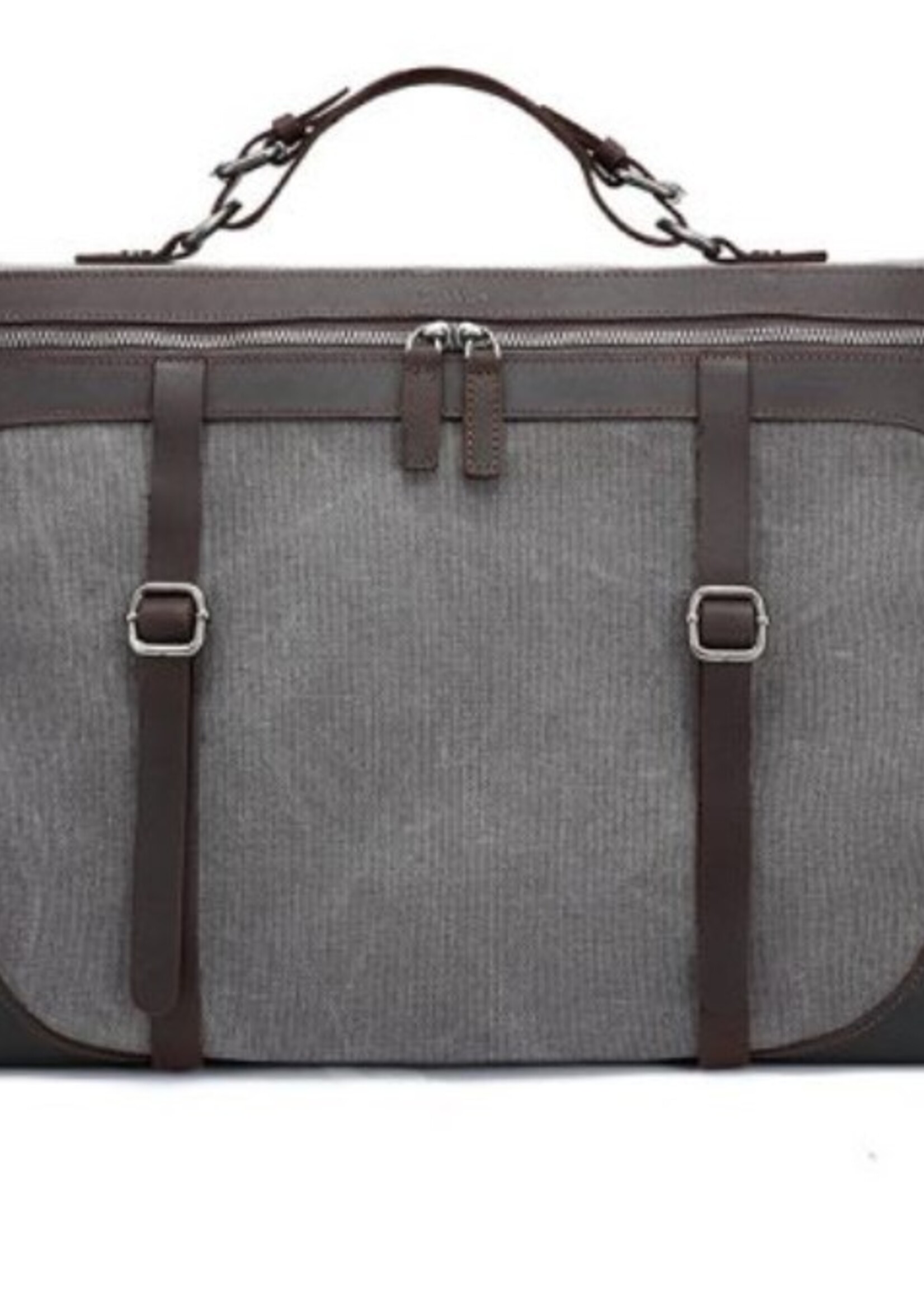 Da Van Canvas Messenger Bag with Leather Trim * Charcoal