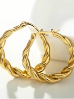 Hackney Nine/Dye Cast Carwyn Twisted Rope Hoop Earrings * Gold