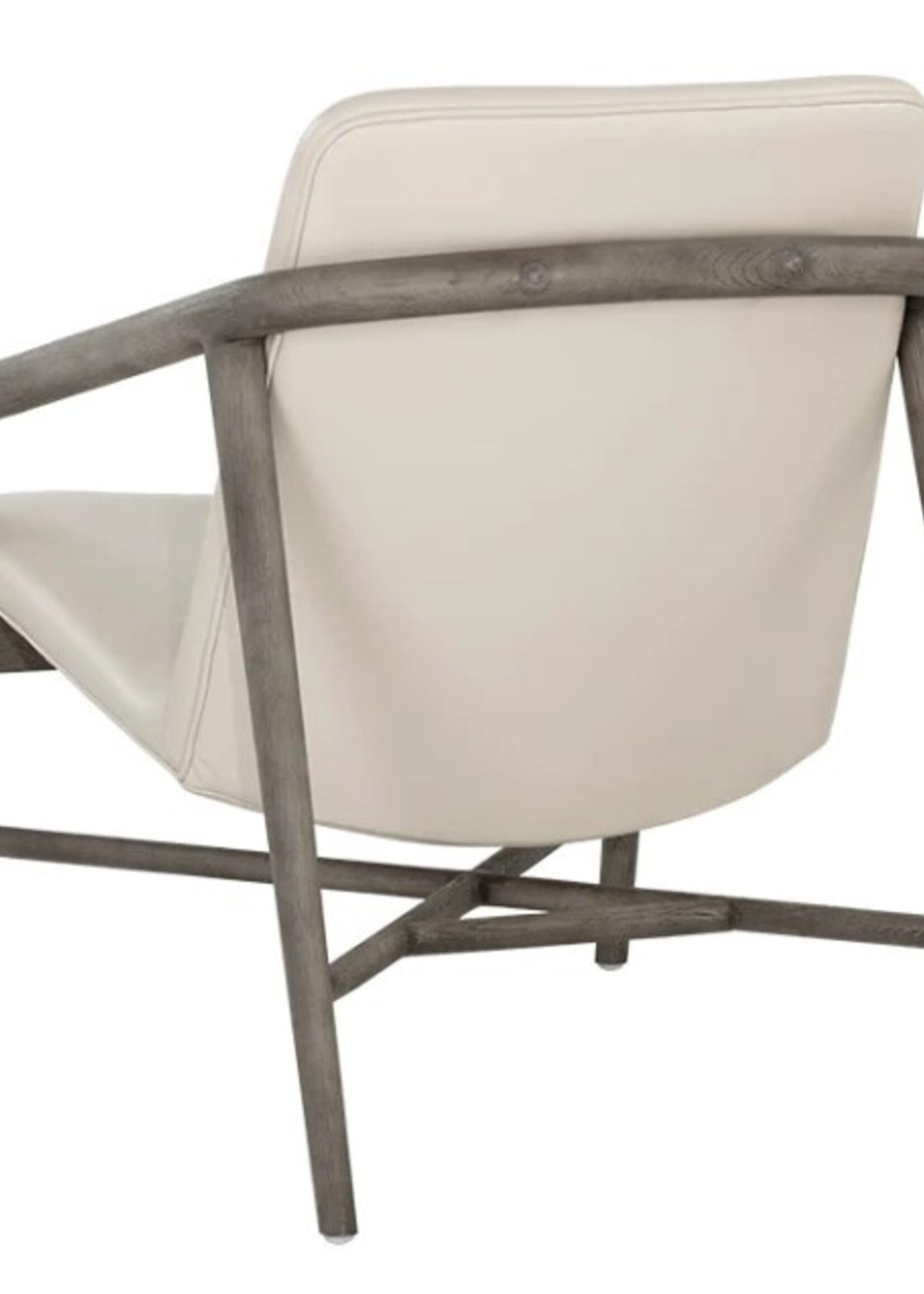 Sunpan Cinelli Lounge Chair * Cream Leather & Ash Grey Wood * 26.5x35x31.25H