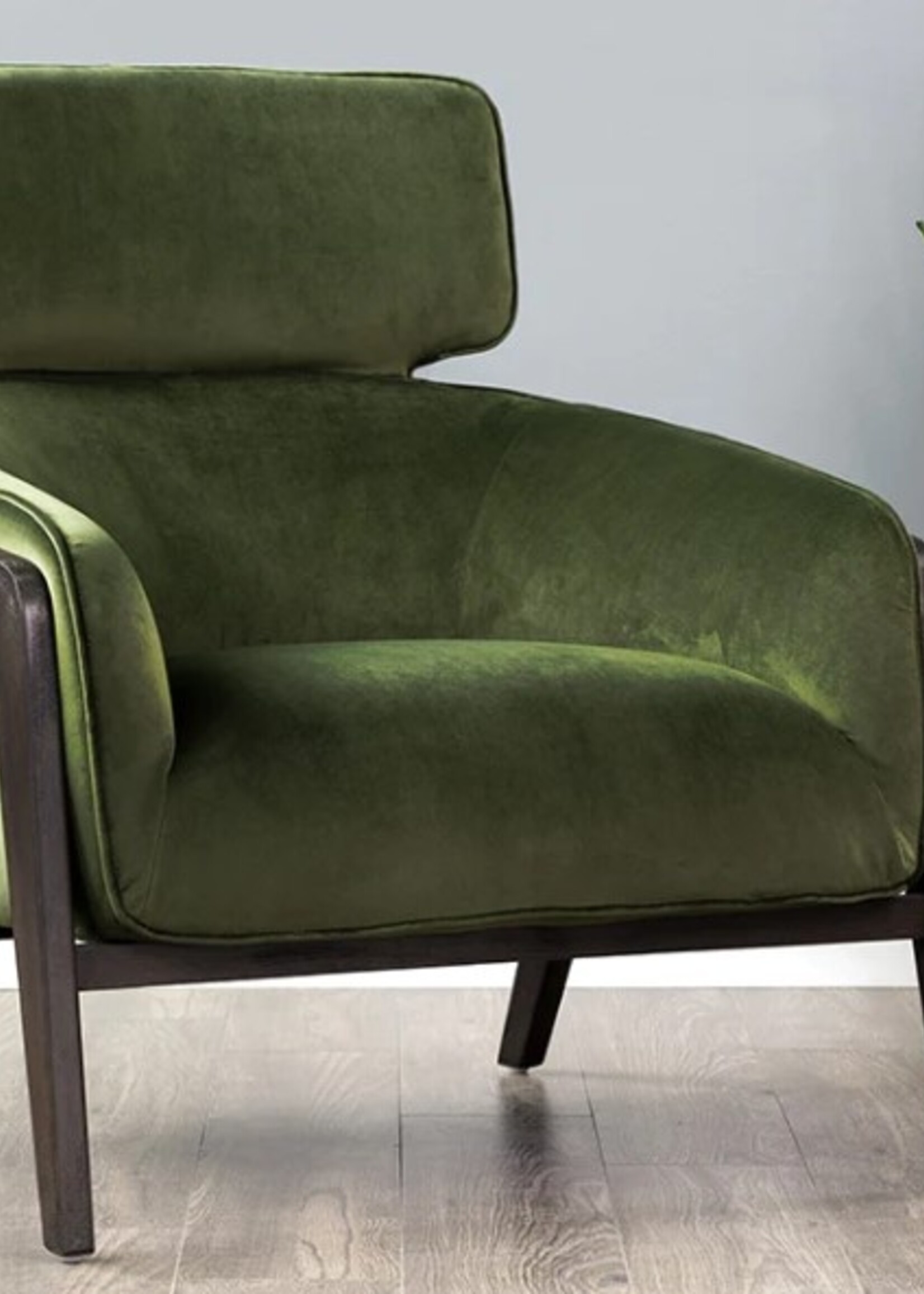 Sunpan Maximus Lounge Chair * Moss Green & Dark Wood * Floor Model Only