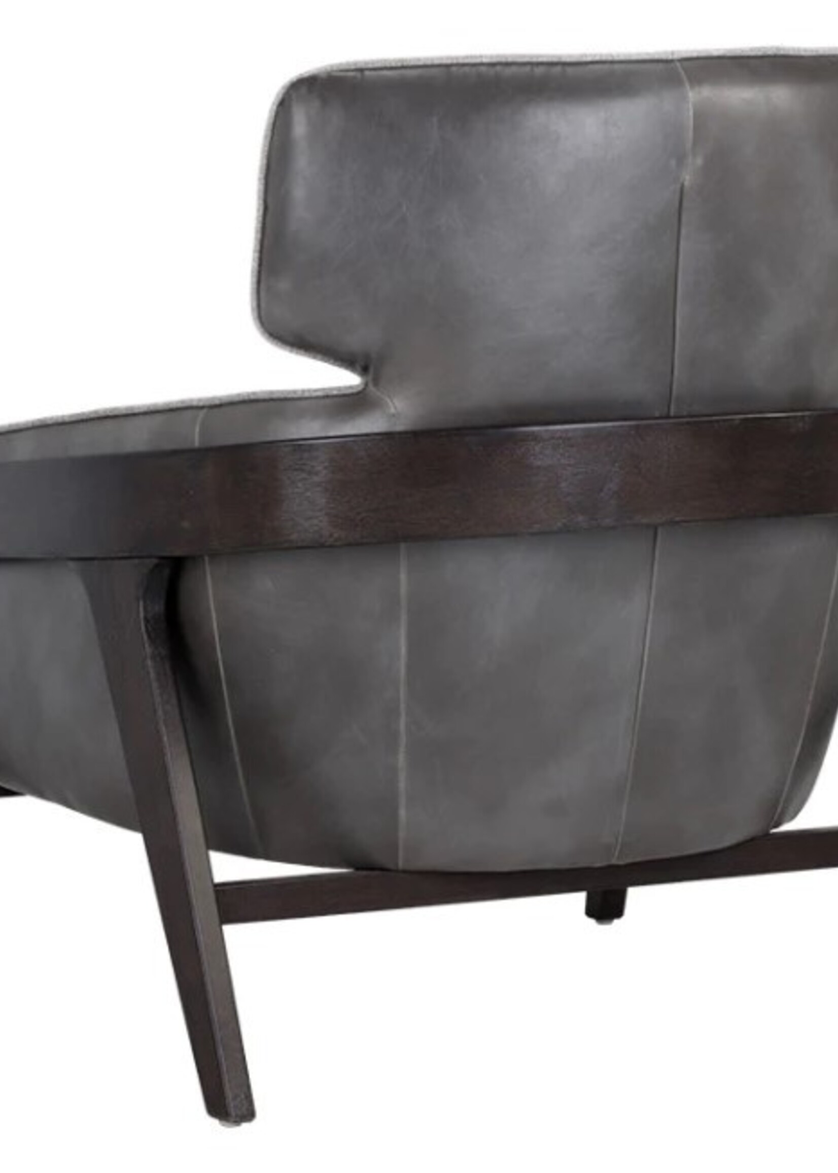 Sunpan Maximus Lounge Chair * Grey Fabric & Faux Leather * 32.5x33.5x36"H