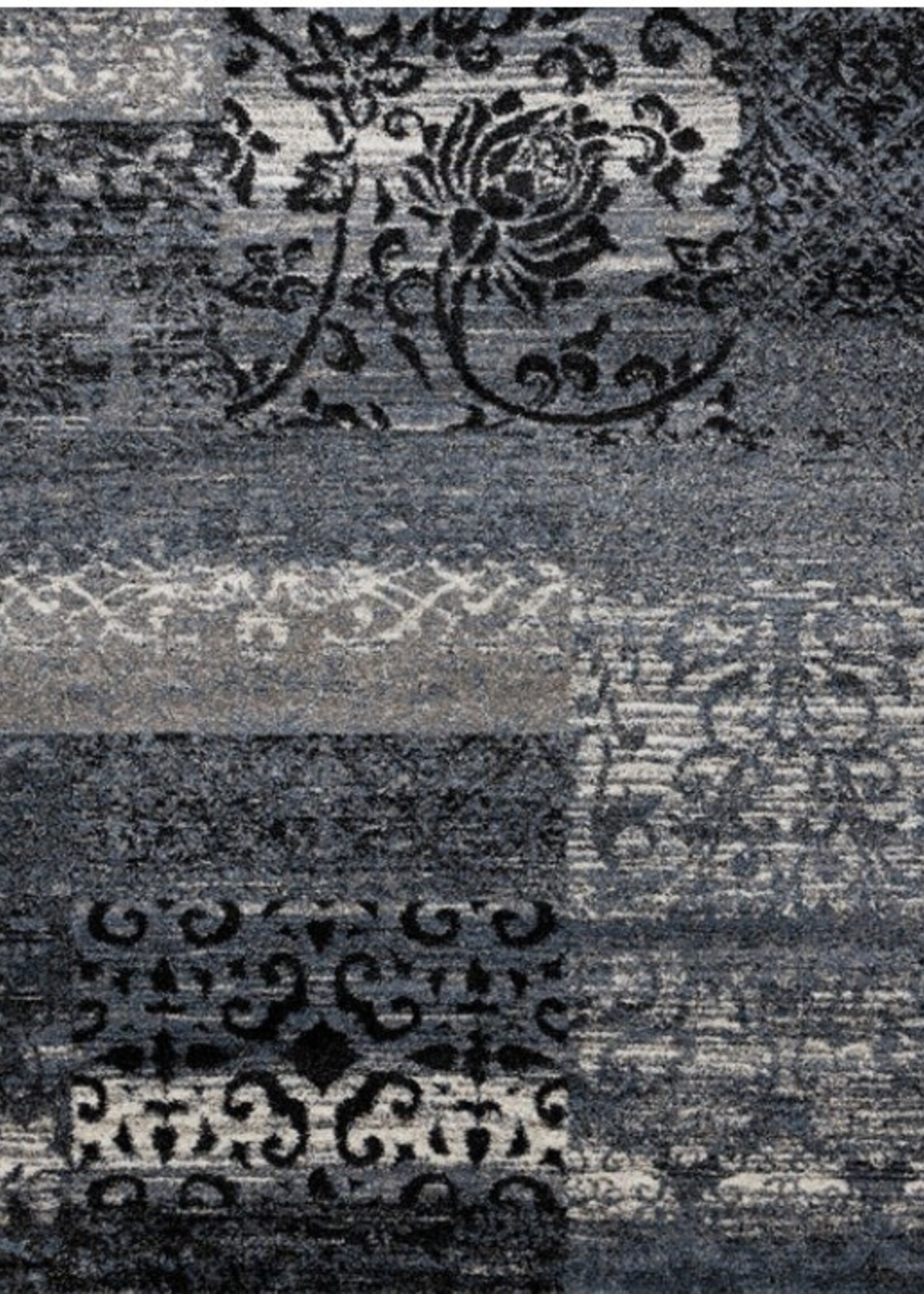 Kalora Breeze Area Carpet * Blue, Cream & Black * 5'-3"x7'-7"
