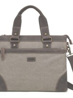 Da Van Canvas Shoulder Bag with Leather Trim * Brown