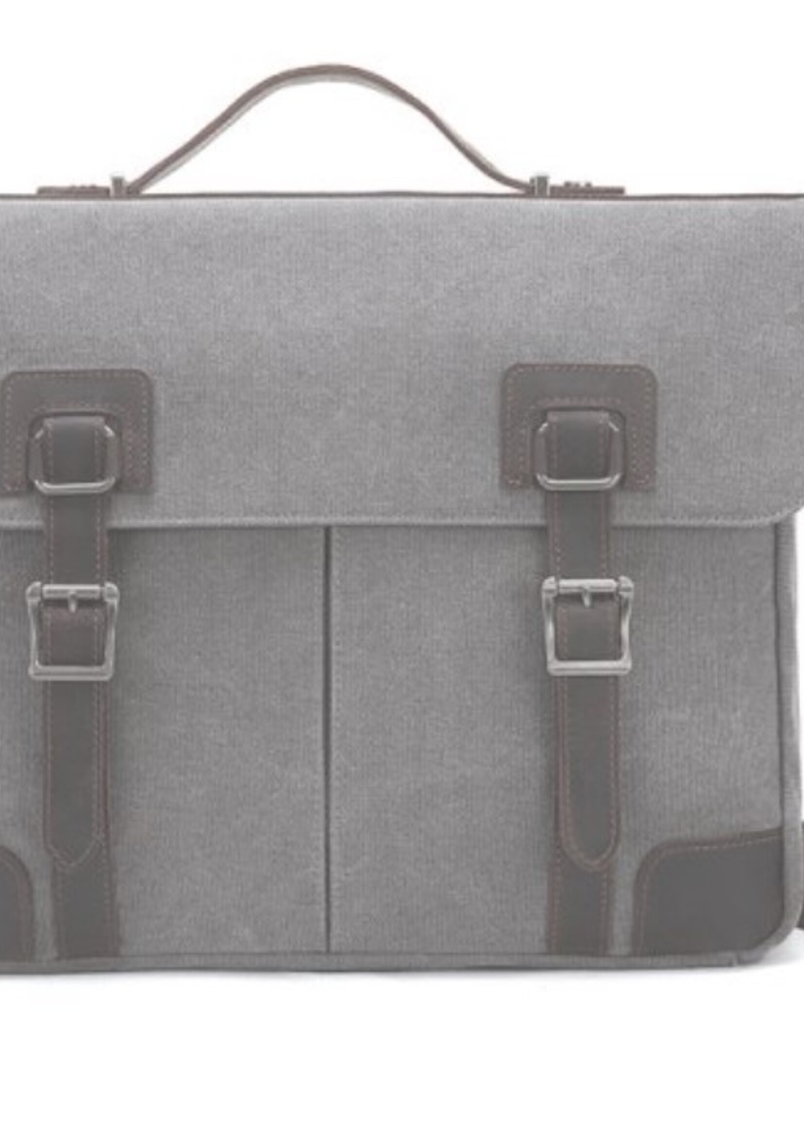 Da Van Canvas Messenger Bag with Leather Trim * Charcoal