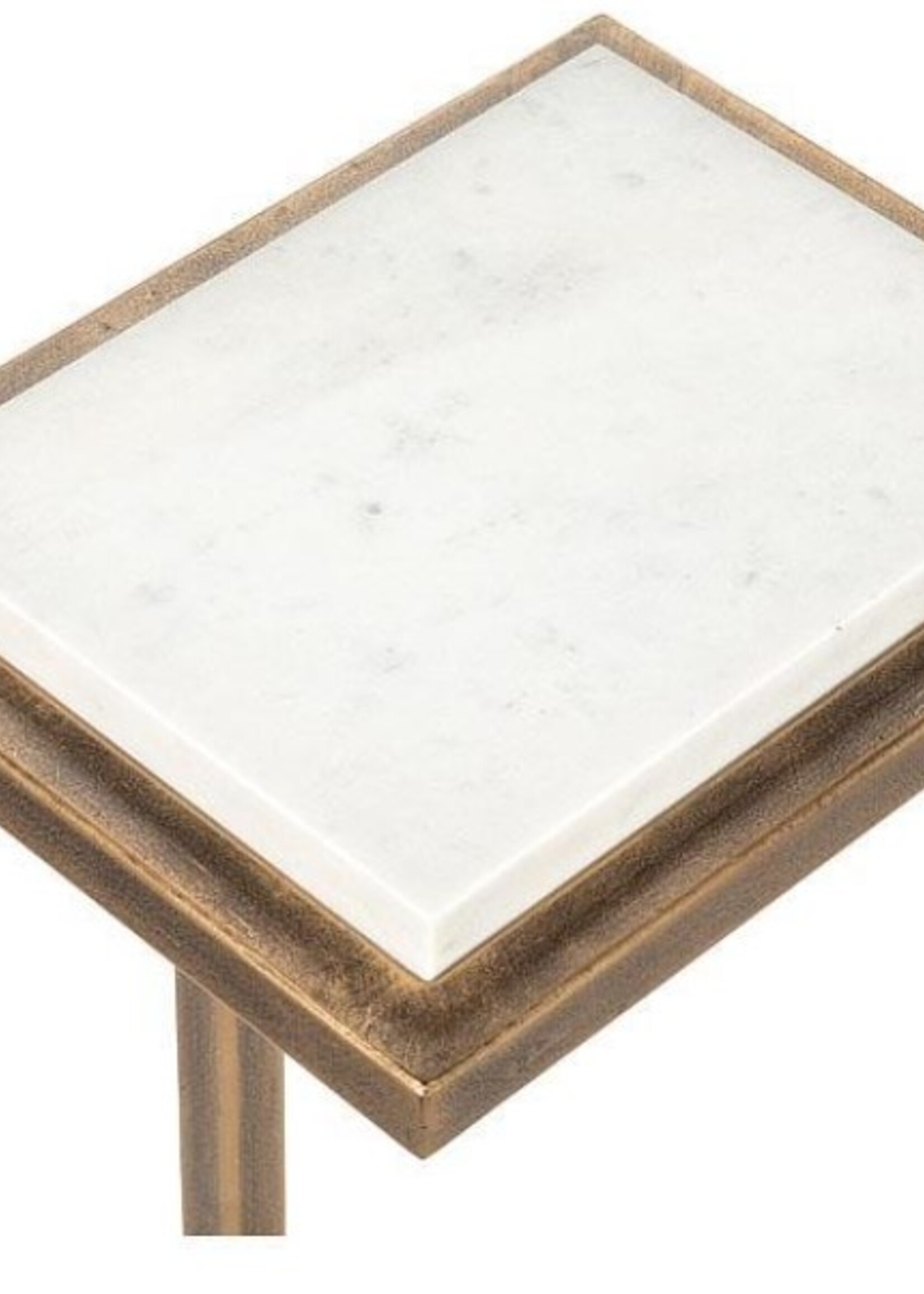 Abbott Martini Table * Antique Gold & White Marble * 23" High