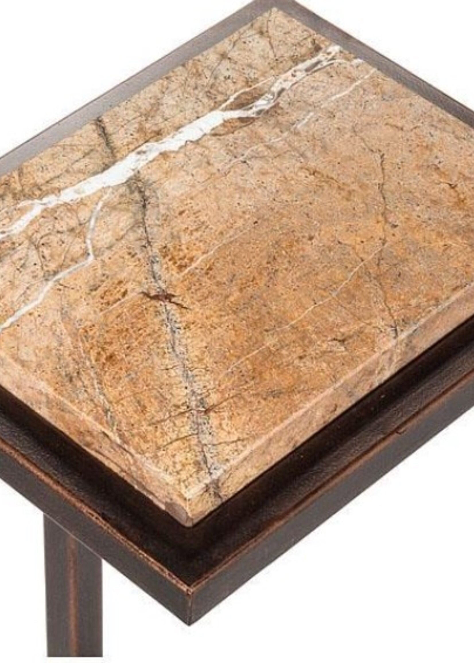 Abbott Martini Table * Antique Copper  & Brown Marble * 23" H