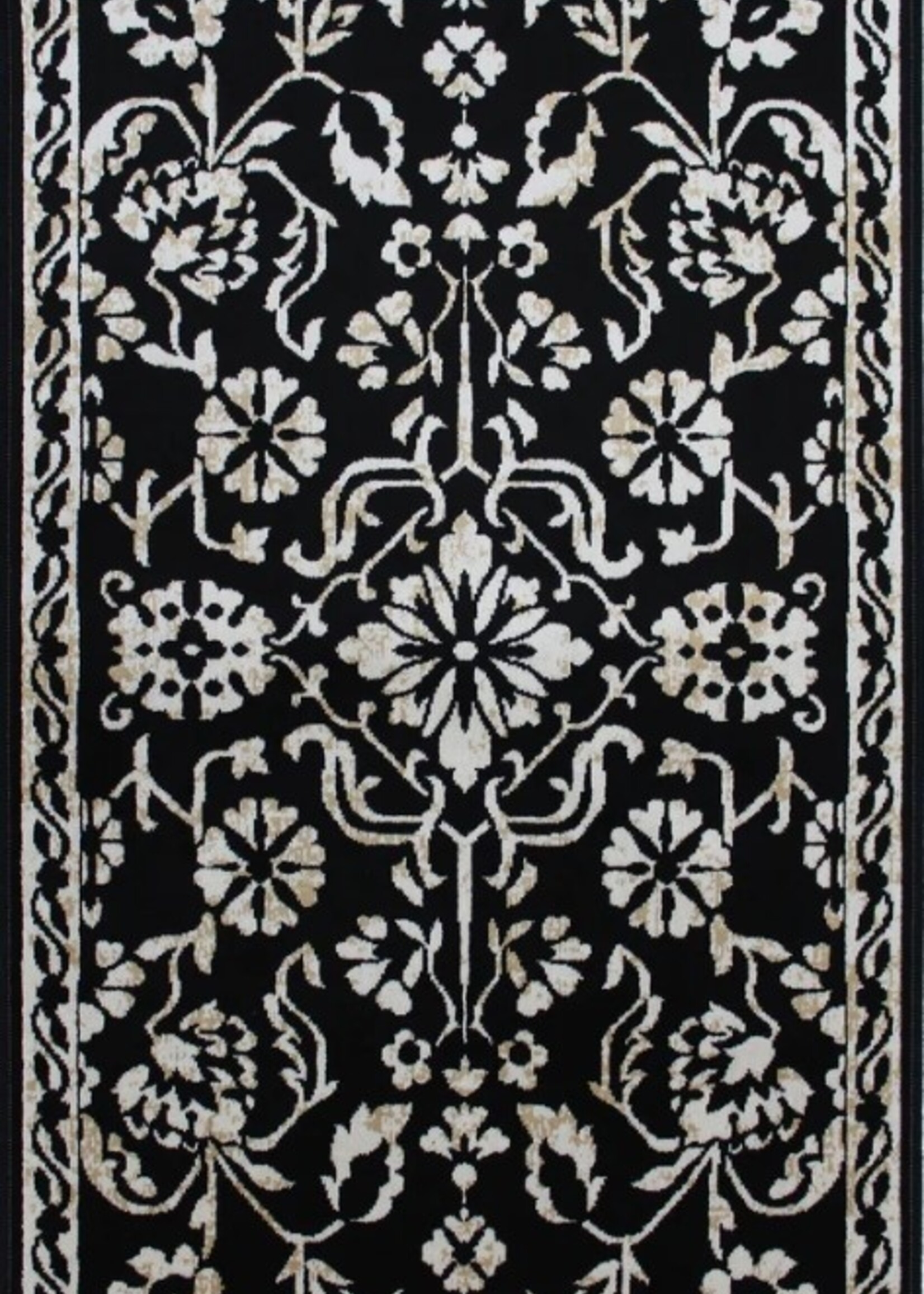 Avocado Decor Art Silk Area Carpet * Naya * Black * 26" x 42"