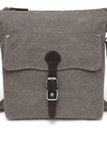 Da Van Canvas Shoulder Bag with Leather Trim * Brown