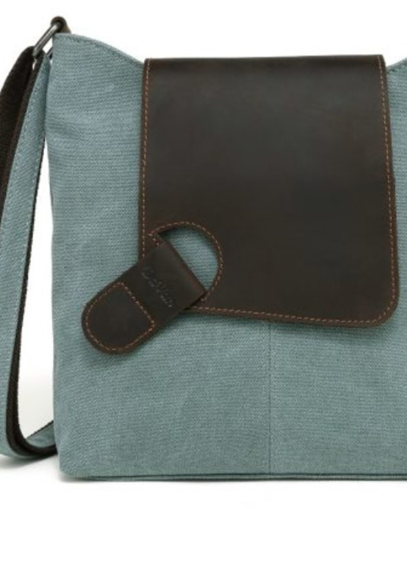 Da Van Canvas Shoulder Bag with Leather Trim * SB 538 * Turquoise