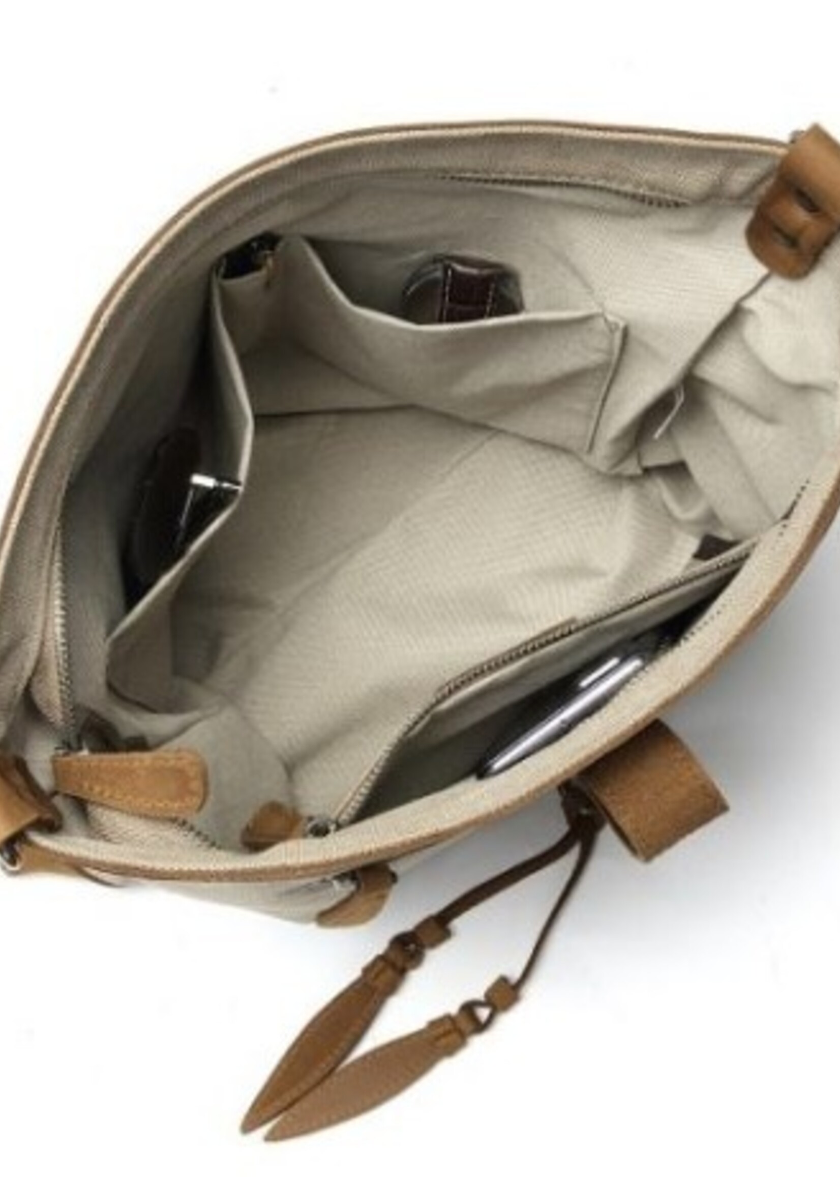 Da Van Canvas Cross Body Shoulder Bag withDesigned  Leather Detail * Khaki
