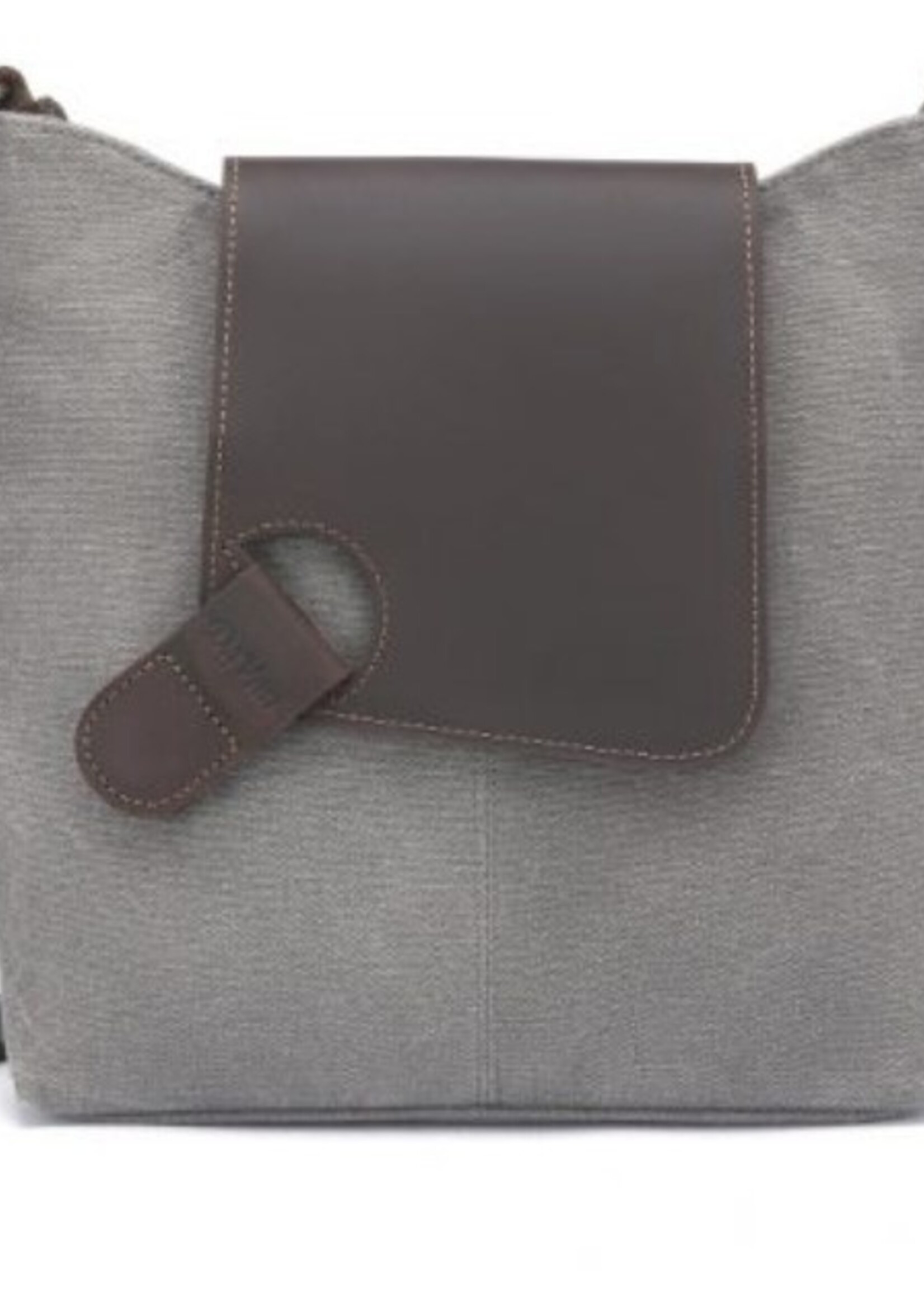 Da Van Canvas Shoulder Bag with Leather Trim * SB 538 * Charcoal
