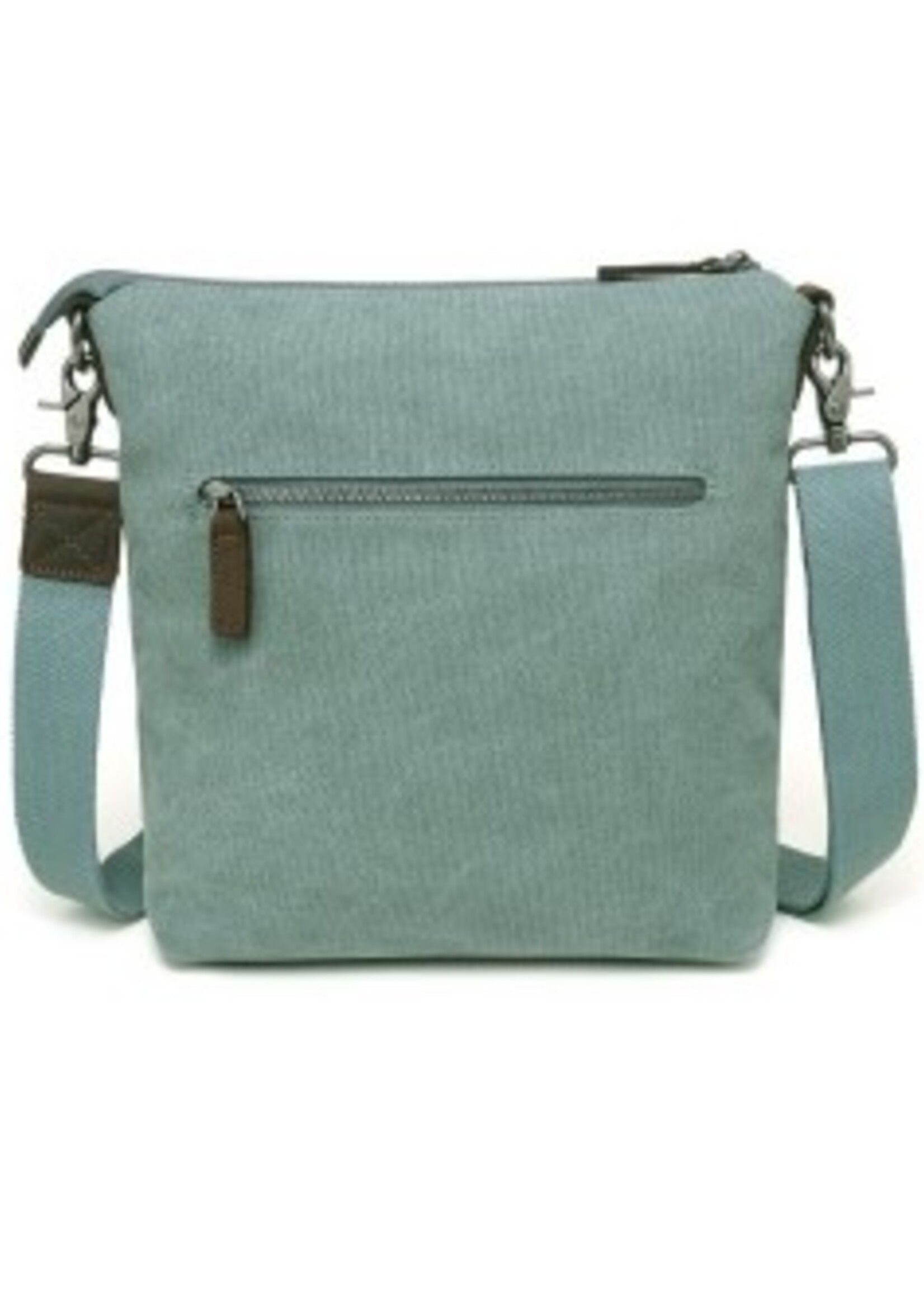 Da Van Canvas Shoulder Bag with Leather Trim * Turquoise