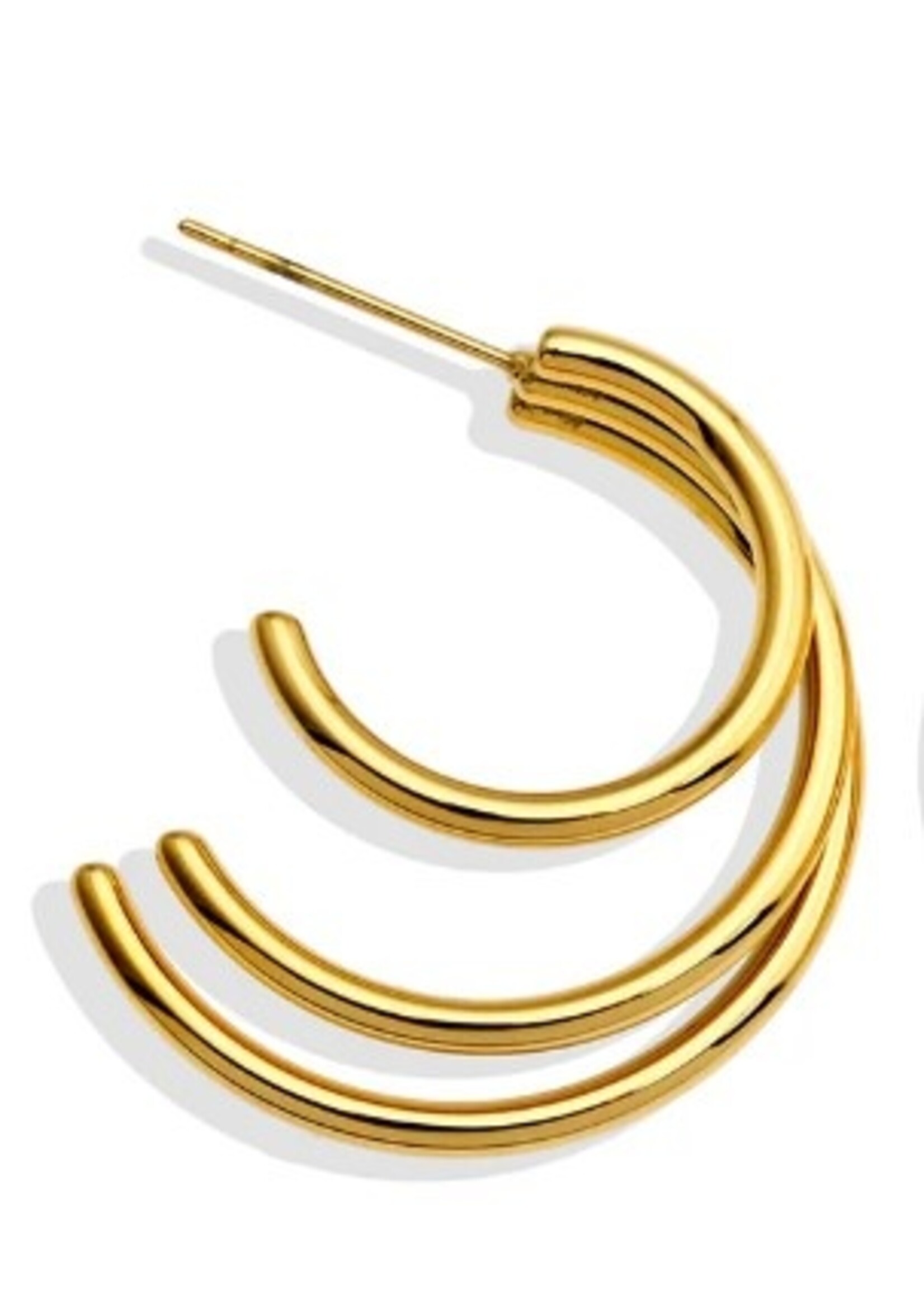 Hackney Nine/Dye Cast Ailsa Triple Stacked Hoop Ear Rings * Gold