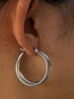 Hackney Nine/Dye Cast Sajan Twined Hoop Ear Rings * Silver