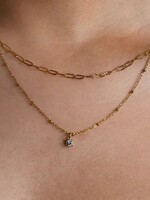 Hackney Nine/Dye Cast Kateri Layered Chains w/Triple A Zirconia Charm * Gold