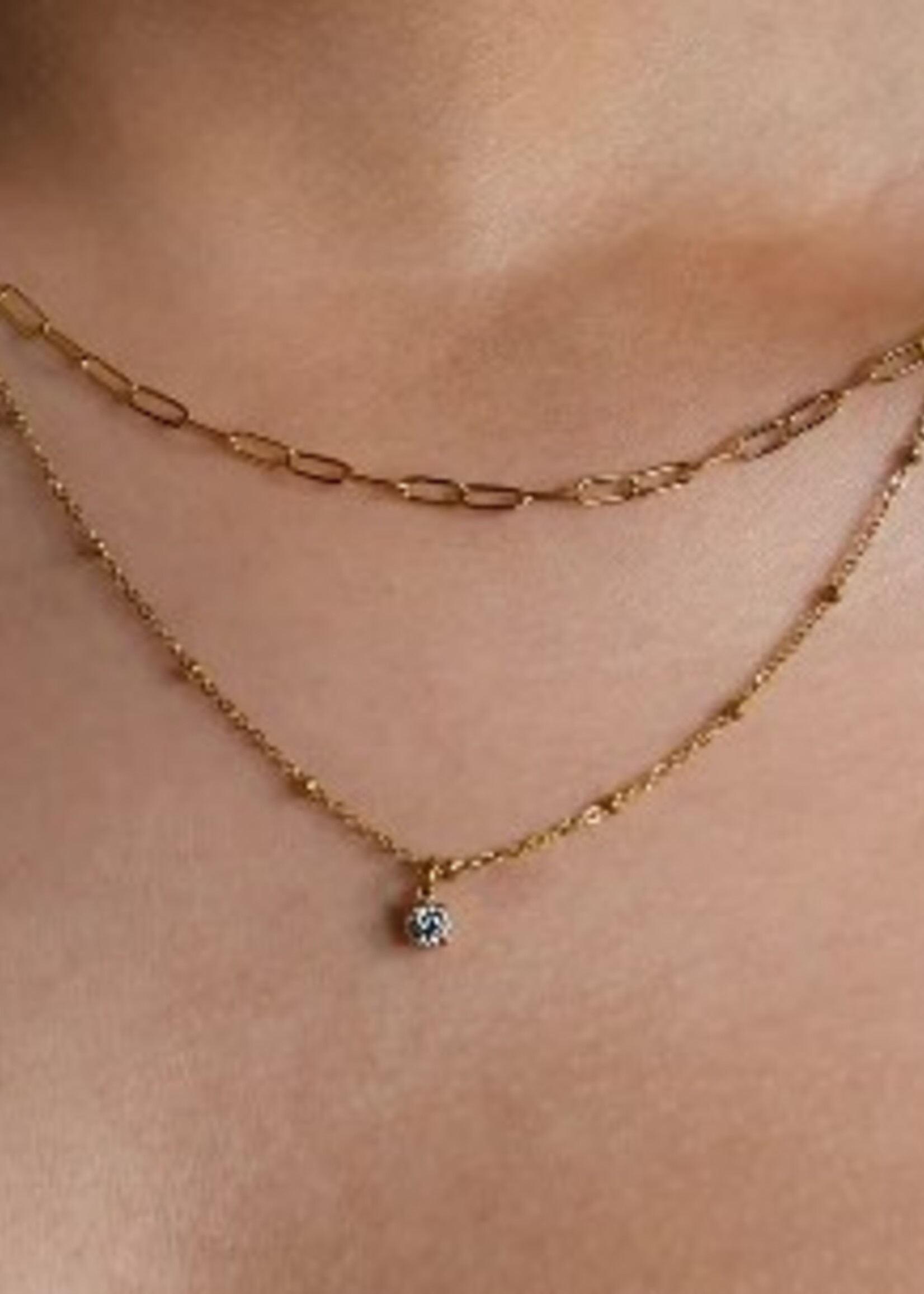 Hackney Nine/Dye Cast Kateri Layered Chains w/Triple A Zirconia Charm * Gold