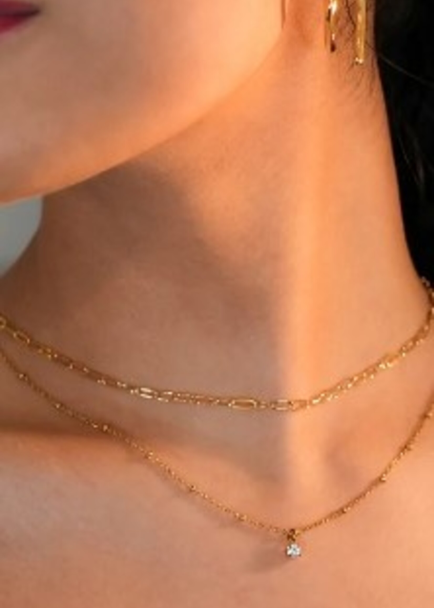 Hackney Nine/Dye Cast Kateri Layered Chains w/Triple A Zirconia Charm * Gold