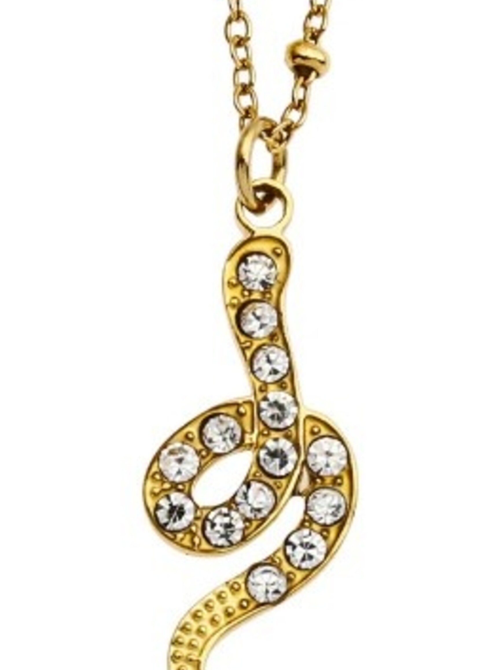 Hackney Nine/Dye Cast Rihanna Chain Necklace with a Pave Zirconia Serpent Pendent * Gold