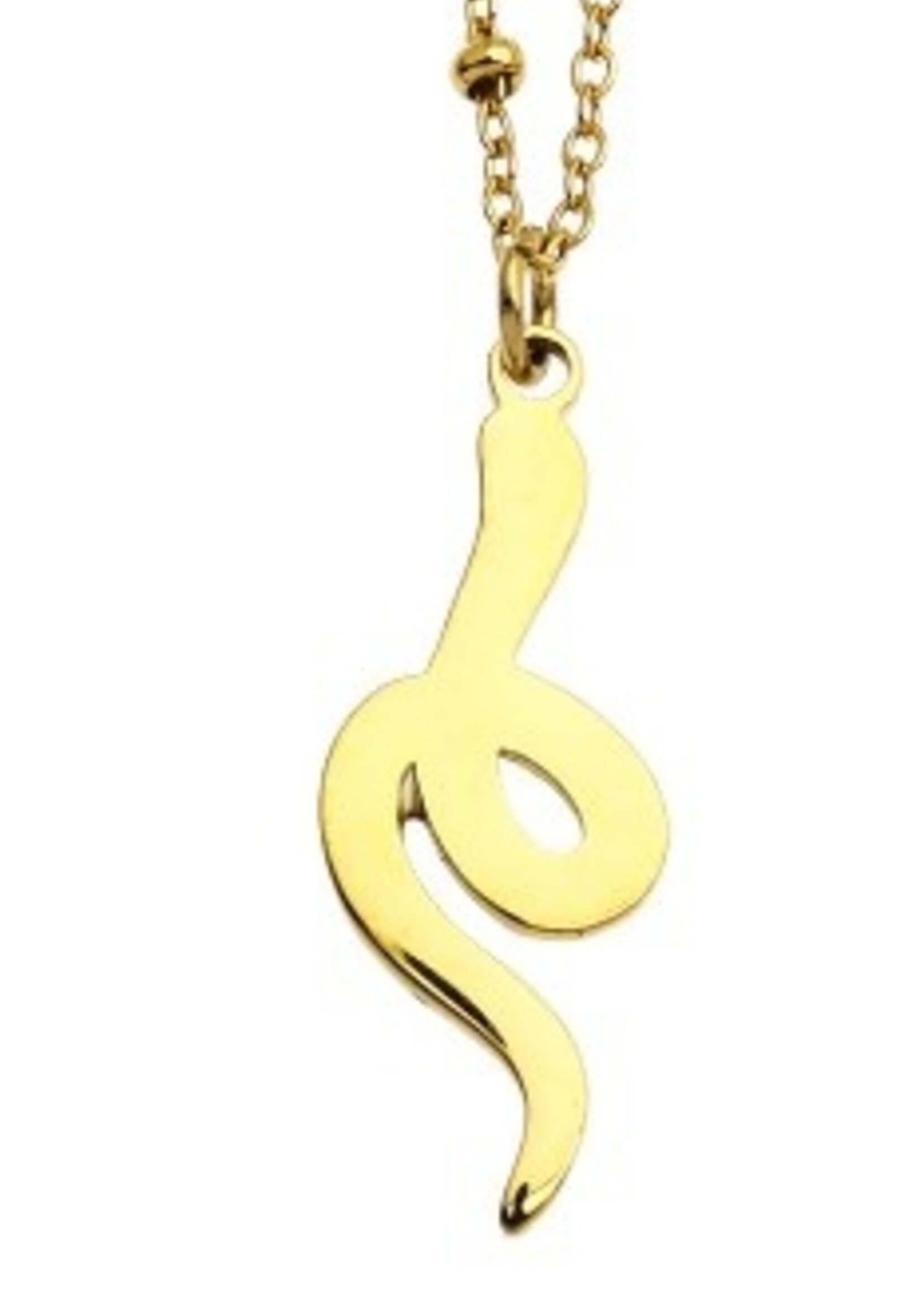 Hackney Nine/Dye Cast Rihanna Chain Necklace with a Pave Zirconia Serpent Pendent * Gold