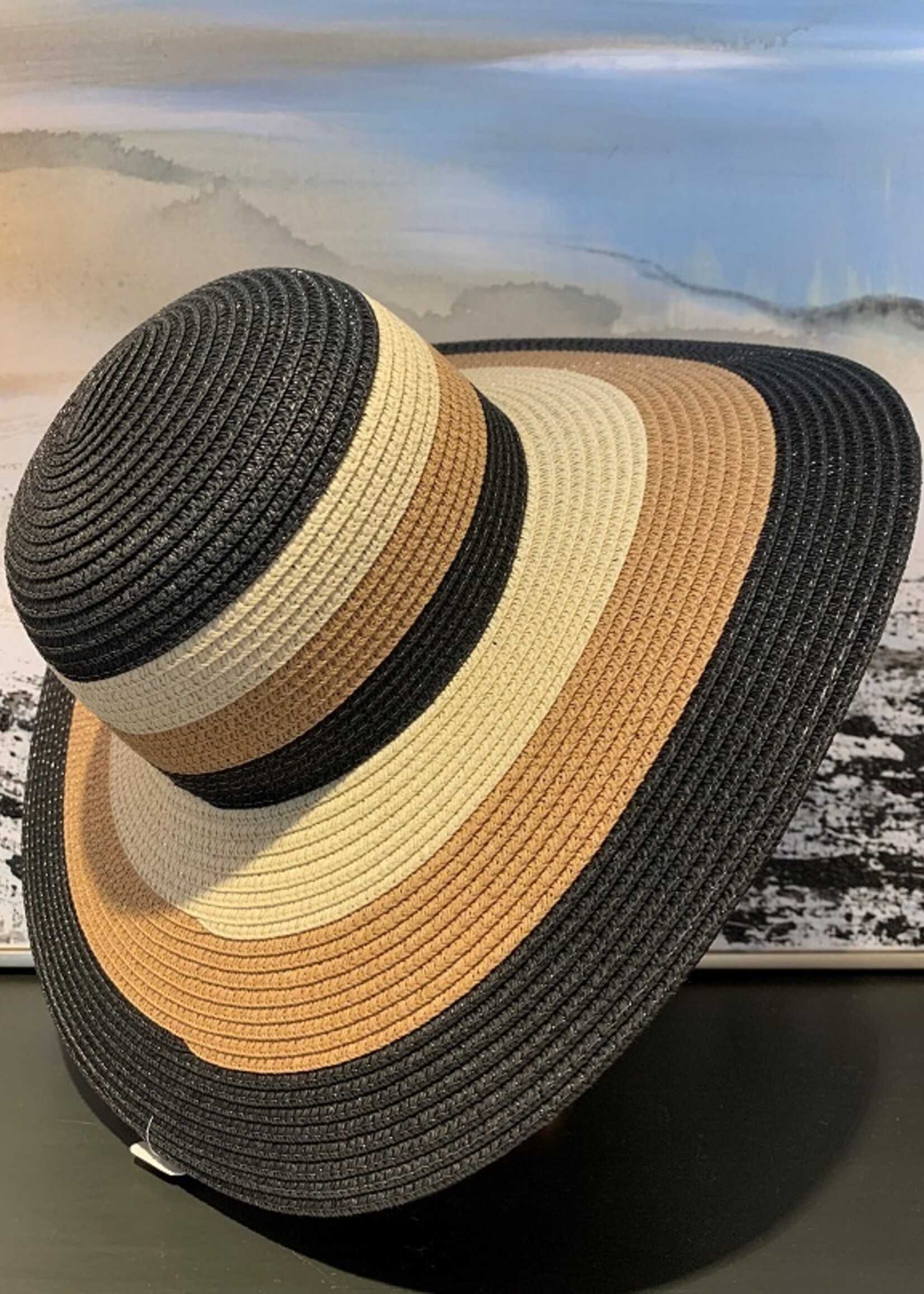 Picabo Mode Seba Striped Summer Hat * Natural, Tan & Black